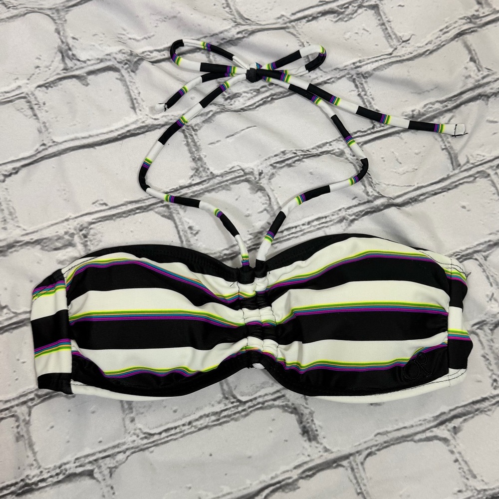 OP Striped Tie Behind Neck Bikini Top